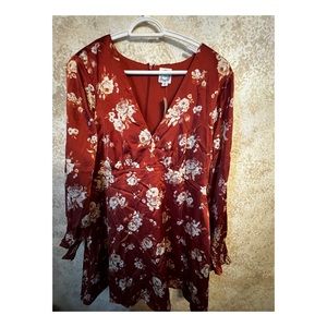 Burnt orange and cream floral dress